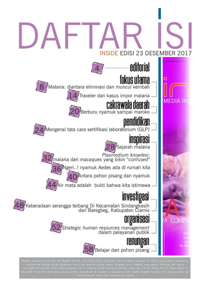 Sampul Buletin Inside Edisi 23 Volume XII Nomor 2 Desember 2017